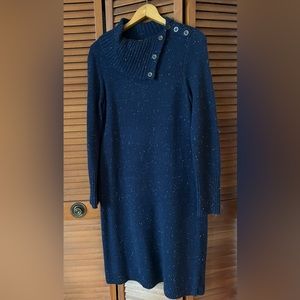 Talbots sweater dress with button detail cowl collar. NWOT